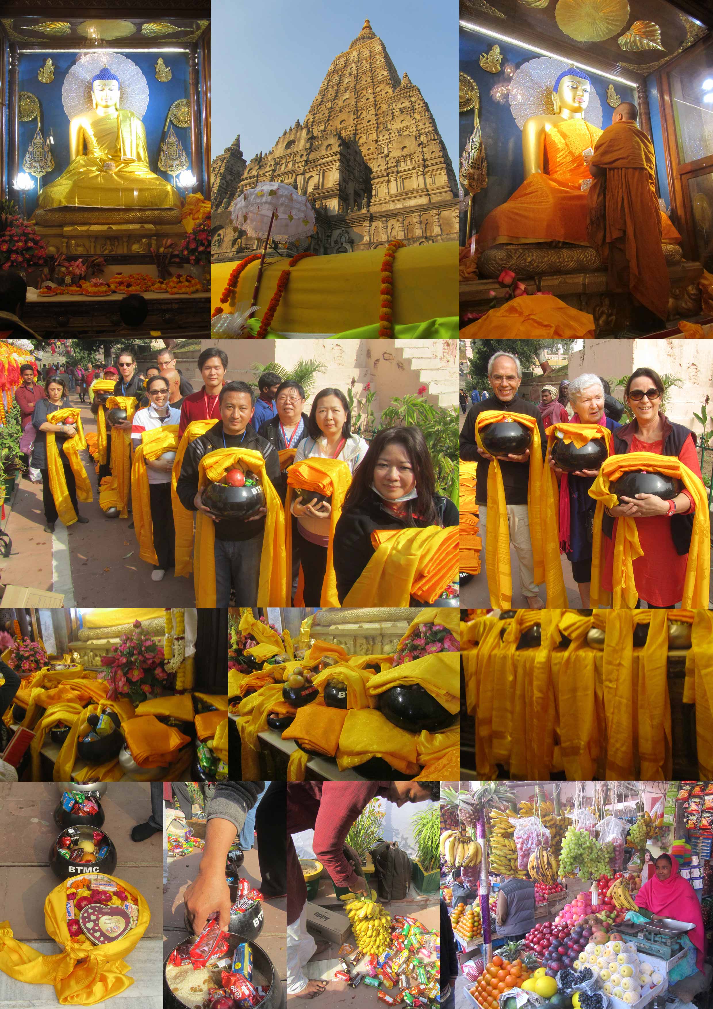 Opferungen an den Buddha im Mahabodhitempel während des Kagyü Mönlam 2013 / Offering to the Buddha at the Mahabodhitempel during Kagyu Moenlam 2013 - fotocredits/copyright: Gerold Jernej