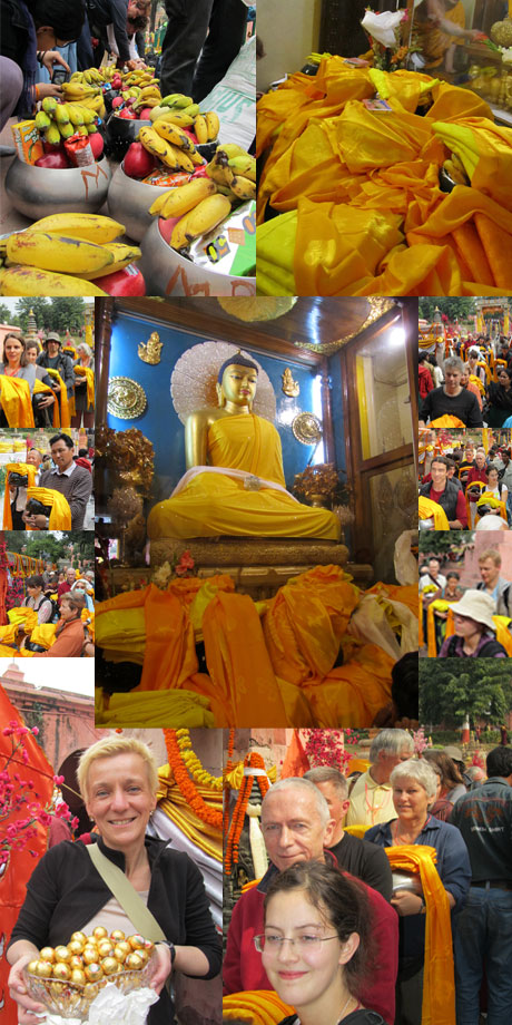Opferungen an den Buddha im Mahabodhitempel während des Kagyü Mönlam 2010 / Offering to the Buddha at the Mahabodhitempel during Kagyu Moenlam 2010 - fotocredits/copyright: Gerold Jernej